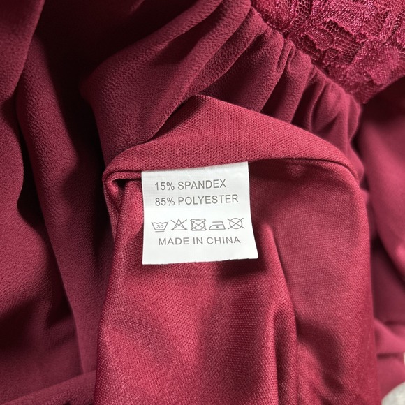 Mondschein Cocktail‎ Dress Women's Medium Maroon Satin Floral Lace Elegant Party - Picture 7 of 9